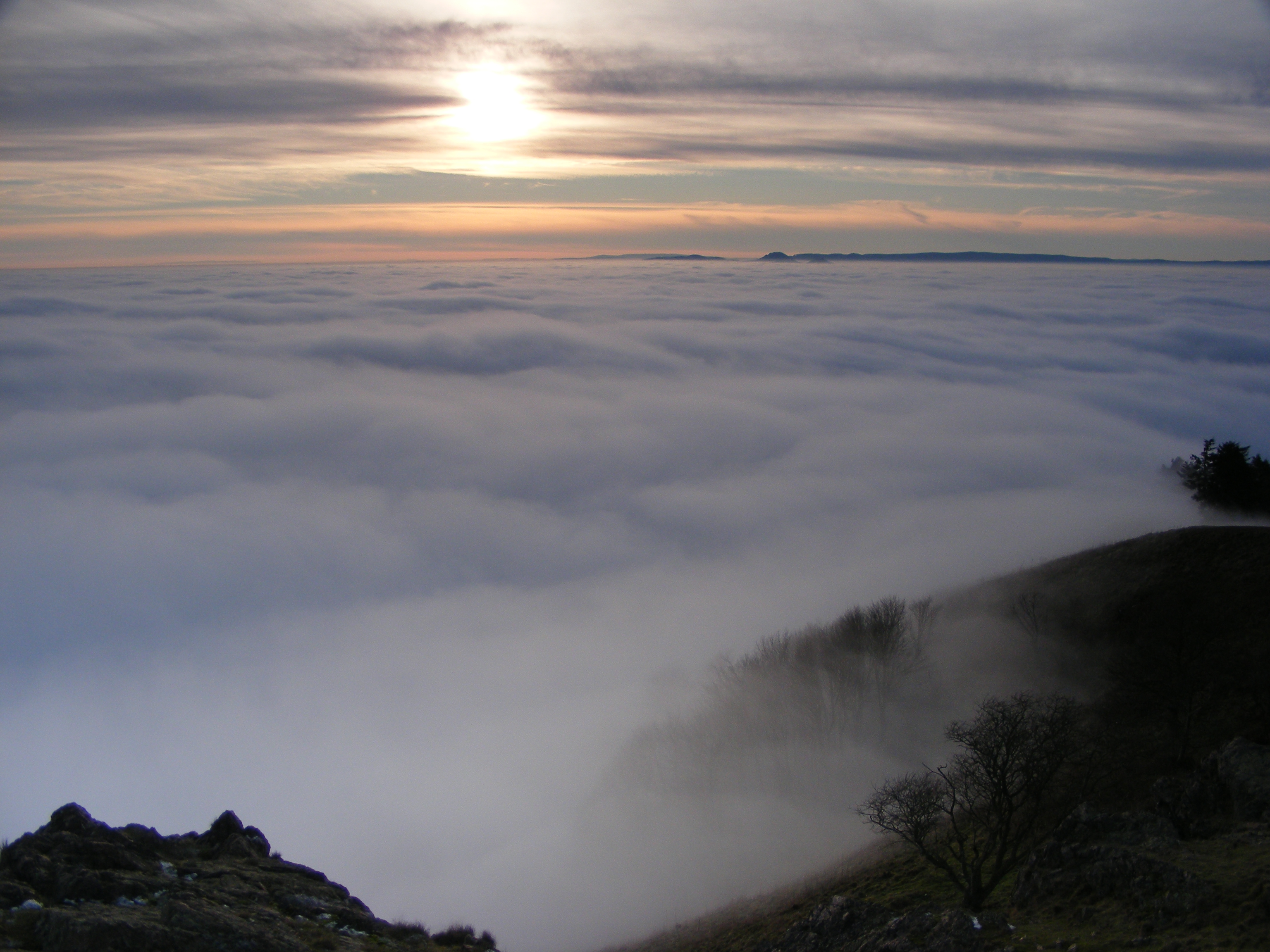 The Wrekin above the fog looking over to long mynd